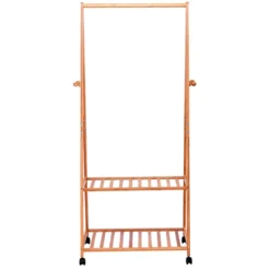 Kleiderständer Kleiderstange Kleiderwagen Rollgarderobe rollbar Bambus