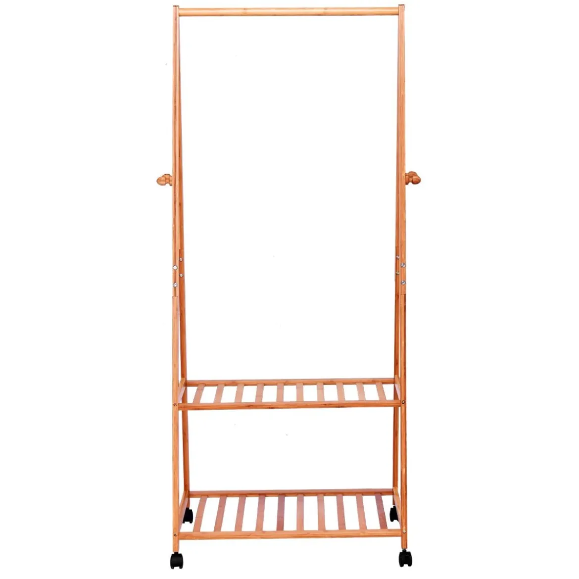 Kleiderständer Kleiderstange Kleiderwagen Rollgarderobe rollbar Bambus