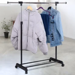 Kleiderständer Kleiderstange mit Ablage Rollgarderobe höhenverstellbar