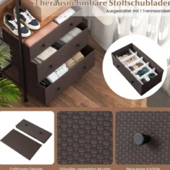 Kleiderständer mit Schubladen mit 3-Positionen-Hängestange & Ablagefächern Schrank-Organizer