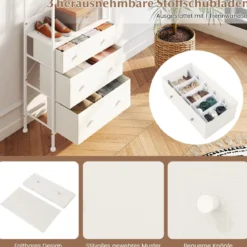 Kleiderständer mit Schubladen & 3-Positionen-Hängestange & Ablagefächern Schrank-Organizer Weiß
