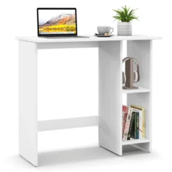 Kleiner Schreibtisch Computertisch mit Verstellbarer Ablage PC-Tisch 80 x 39,5 x 73,5 cm Weiß