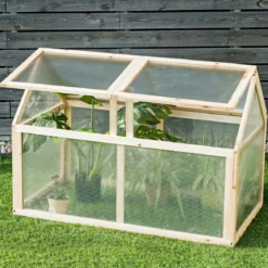Kleines Kaltgewächshaus aus Holz Erhöhter Schutz für Blumenbeete im Garten 100 x 53 x 71 cm
