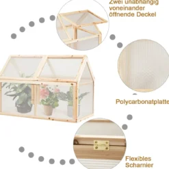 Kleines Kaltgewächshaus aus Holz Erhöhter Schutz für Blumenbeete im Garten 100 x 53 x 71 cm