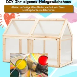 Kleines Kaltgewächshaus aus Holz Erhöhter Schutz für Blumenbeete im Garten 100 x 53 x 71 cm