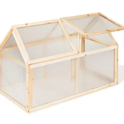 Kleines Kaltgewächshaus aus Holz Erhöhter Schutz für Blumenbeete im Garten 100 x 53 x 71 cm