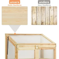 Kleines Kaltgewächshaus aus Holz 3-Ebenen Schutz für Blumenbeete im Garten 60 x 45 x 100 cm