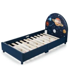 Kleinkindbett in Weltraum-Optik mit hohem Kopfteil für Kinder 153 x 77 x 70 cm Dunkelblau