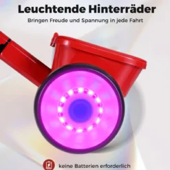 Kleinkind-Dreirad Laufrad mit leuchtenden Rädern 4-stufig verstellbarer Sitz Aufbewahrungsbox Rot