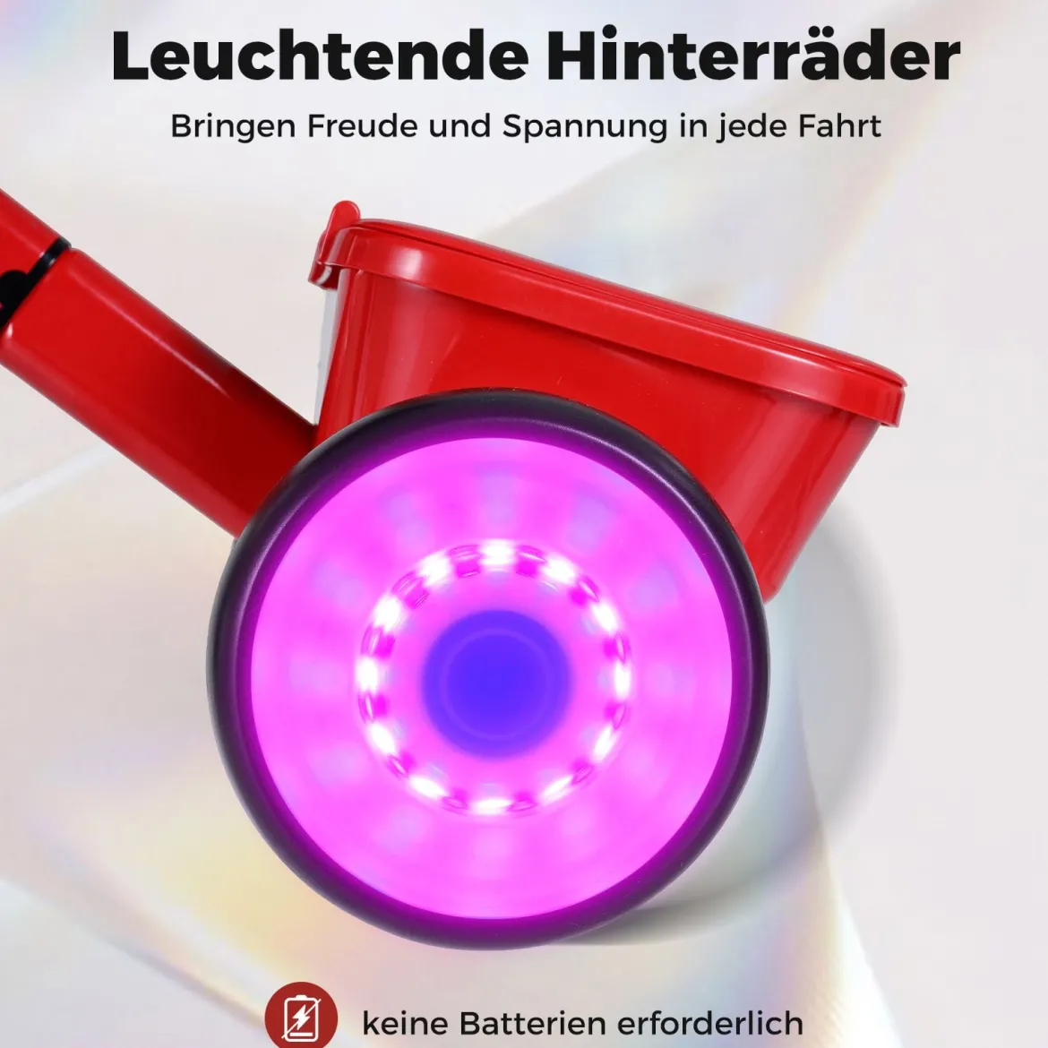 Kleinkind-Dreirad Laufrad mit leuchtenden Rädern 4-stufig verstellbarer Sitz Aufbewahrungsbox Rot