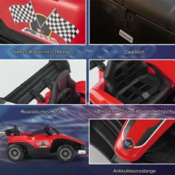 Kleinkind-Elektroauto 12-V-Kinderauto Elektrisches Rennauto für Kleinkinder mit Fernbedienung Rot