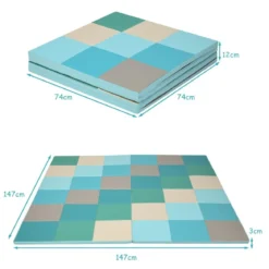 Kleinkind-Spielmatte bunte Patchwork-Kleinkind-Schaumstoff-Bodenmatte 147 x 147 x 3 cm