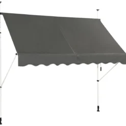 Klemmmarkise Balkonmarkise höhenverstellbar Markise mit Handkurbel Sonnenschutz250 x 120 cm Grau