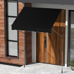 Klemmmarkise Balkonmarkise ohne Bohren mit Handkurbel Höhenverstellbar & UV-beständig 200 cm Schwarz