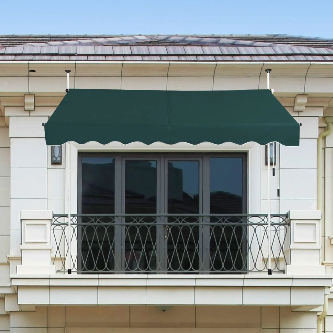 Klemmmarkise 200 cm breit Balkonmarkise ohne Bohren UV-beständig höhenverstellbar Grün