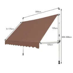 Klemmmarkise 300 cm breit Balkonmarkise ohne Bohren UV-beständig höhenverstellbar