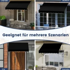 Klemmmarkise ohne Bohren mit Handkurbel Höhenverstellbare & UV-beständige 300 cm
