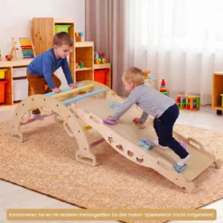 Kletterbogen Holz Montessori Kletterwippe mit Weichem Kissen für Kinder ab 3 Jahre