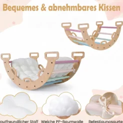 Kletterbogen Holz Montessori Kletterwippe mit Weichem Kissen für Kinder ab 3 Jahre