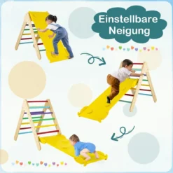 Kletterdreieck Dreieckiges Klettergerüst aus Holz mit Rampe 86,5 x 48 x 73,5 cm Bunt