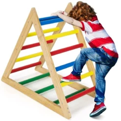 Kletter-Dreieck-Leiter Holz-Dreieck-Kletterer für Kinder 93 x 46 x 81 cm Bunt
