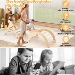 Kletterdreieck mit Rutsche & Kletterbogen Klettergerüst inkl. Doppelseitige Rampe