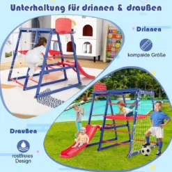 Klettergerüst Outdoor 7 in 1 Spielplatz mit Rutsche Kletterleiter Strickleiter für drinnen und draußen 150 x 142 x 146 cm
