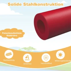 Kletterkuppel mit Rutsche &Stoffplattform & 180 kg Belastbarkeit Klettergerüst in Kuppelform Orange + Rot