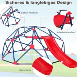 Kletterkuppel & Rutsche Klettergerüst in Kuppelform 241,5 x 183 x 91,5 cm Rot
