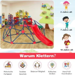 Kletterkuppel & Rutsche Klettergerüst in Kuppelform 241,5 x 183 x 91,5 cm Rot