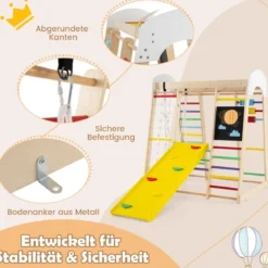 Kletterspielzeug-Set für Kleinkinder mit Rutsche Schaukel 124 x 119 x 138 cm Natur/Bunt