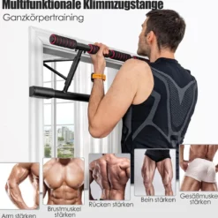 Klimmzugstange für den Türrahmen multifunktionale Klimmzugstange Reckstange fürs Krafttraining Türreck Schwarz