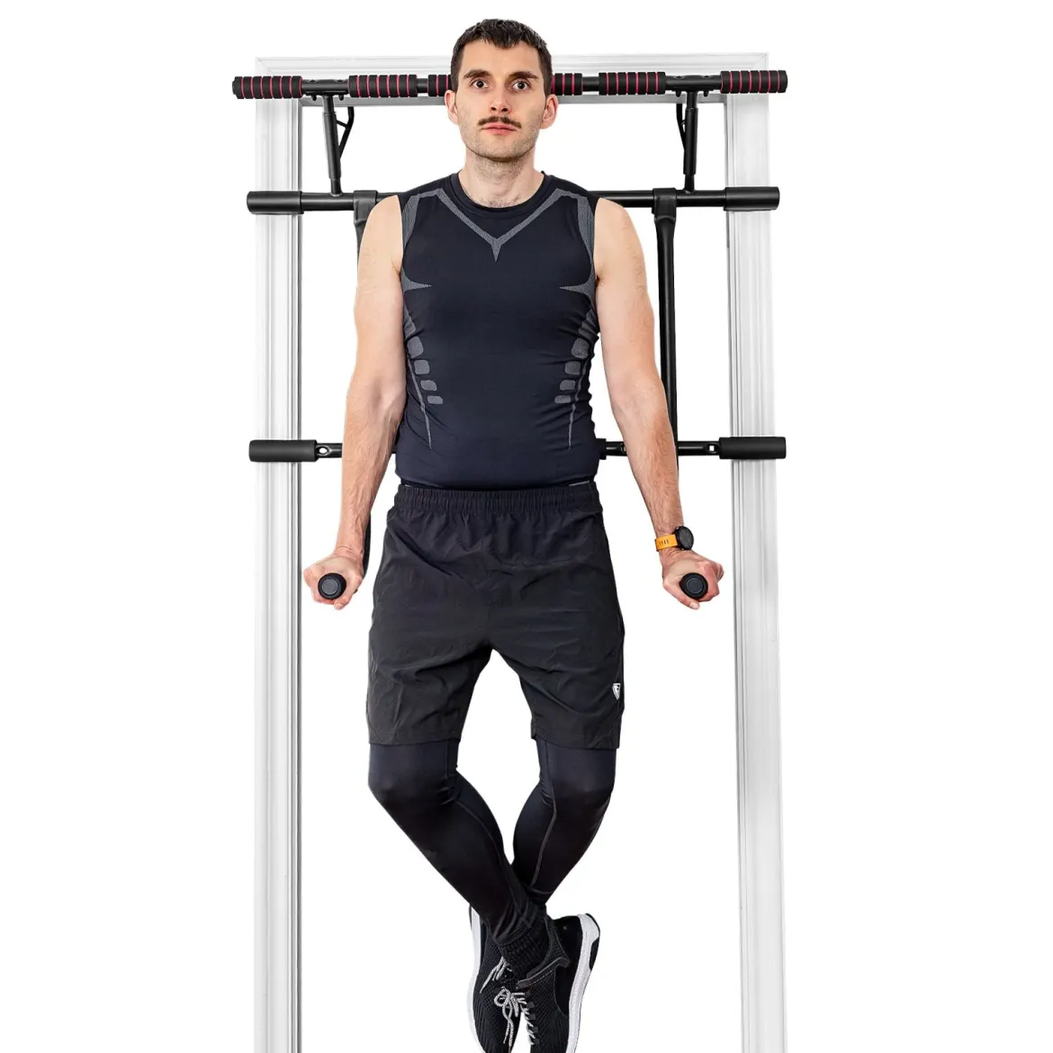 Klimmzugstange für den Türrahmen multifunktionale Klimmzugstange Reckstange fürs Krafttraining Türreck Schwarz