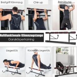 Klimmzugstange für Türrahmen klappbare Fitness-Klimmzugstange fürs Krafttraining beim Heimworkout Schwarz