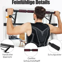 Klimmzugstange für Türrahmen klappbare Fitness-Klimmzugstange fürs Krafttraining beim Heimworkout Schwarz