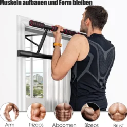 Klimmzugstange für Türrahmen klappbare Fitness-Klimmzugstange fürs Krafttraining beim Heimworkout Schwarz