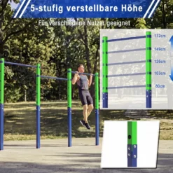 Klimmzugstange Reckstange Höhenverstellbar 80-172 cm aus Verzinktem Stahl bis 330 kg