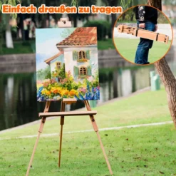 Künstler-Staffelei Tragbare Künstler-Staffelei mit Ablage verstellbar Standstaffelei 96 x 96 x 192 cm Natur