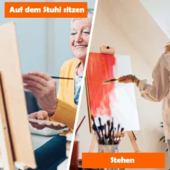 Künstler-Staffelei Tragbare Künstler-Staffelei mit Ablage verstellbar Standstaffelei 96 x 96 x 192 cm Natur