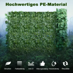 Künstliche Efeu Garten Sichtschutz Balkonsichtschutz Blätteroptik Windschutz 150 x 240 cm Grün