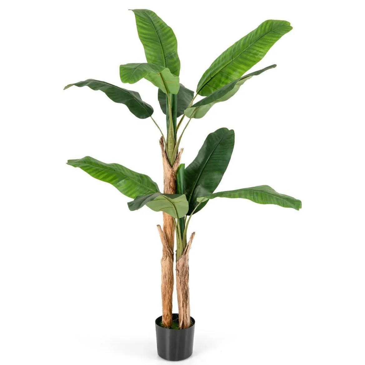Künstlicher Bananenbaum Bananenpflanze mit 10 Blättern & natürlichem Stamm Grün 165 cm