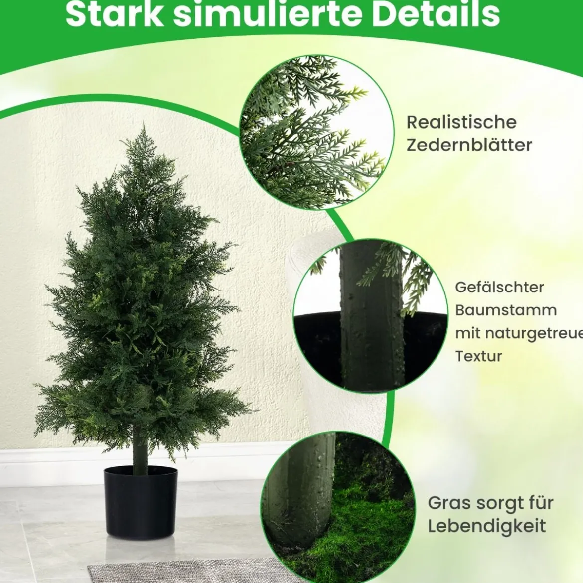 Künstlicher Formschnittbaum aus Zeder mit Topf & Sonnenbeständigen Blätter Kiefernbaum