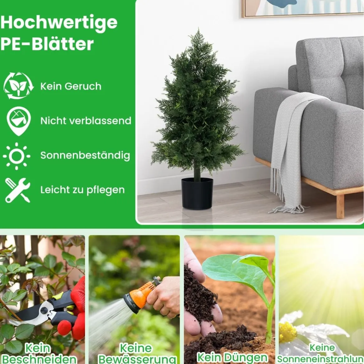 Künstlicher Formschnittbaum aus Zeder mit Topf & Sonnenbeständigen Blätter Kiefernbaum
