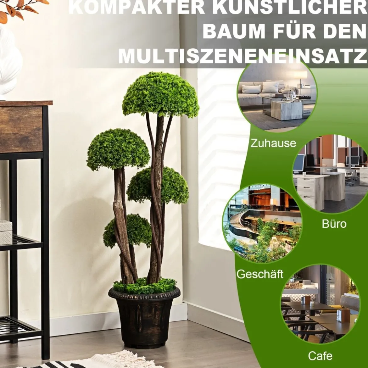 Künstlicher Formschnittbaum aus Zedernholz dekorativer Kunstbaum 90 cm