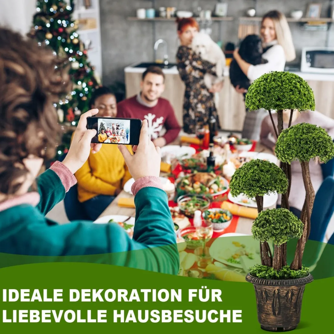 Künstlicher Formschnittbaum aus Zedernholz dekorativer Kunstbaum 90 cm