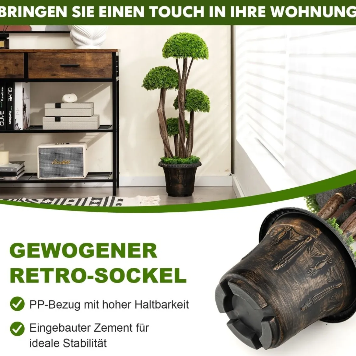 Künstlicher Formschnittbaum aus Zedernholz dekorativer Kunstbaum 90 cm