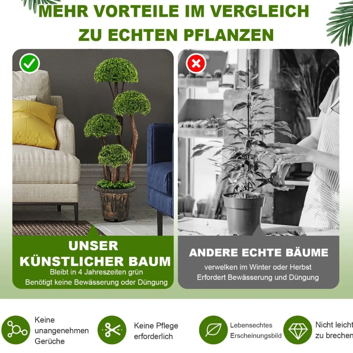 Künstlicher Formschnittbaum aus Zedernholz dekorativer Kunstbaum 90 cm