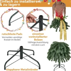 Künstlicher Weihnachtsbaum in Schneiderpuppen Optik mit Abnehmbarem Schal & Roten Beeren