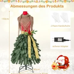 Künstlicher Weihnachtsbaum in Schneiderpuppen Optik mit Abnehmbarem Schal & Roten Beeren