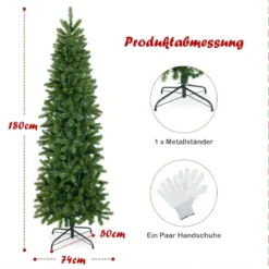 Künstlicher Weihnachtsbaum mit warmweißen & mehrfarbigen LED-Lichtern und 648 dichte Zweigspitzen 180 cm